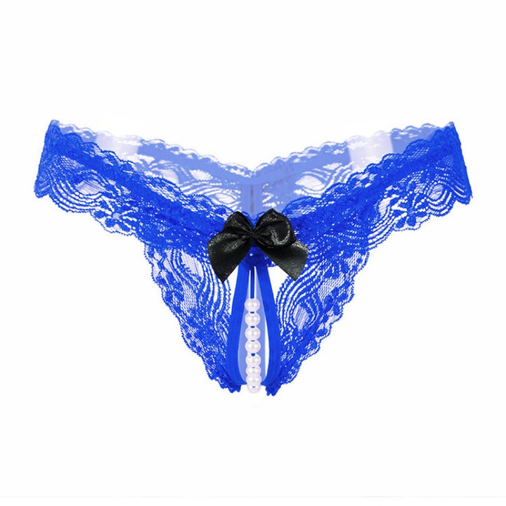 Sexy Pearl Bow Open Crotch Panty
