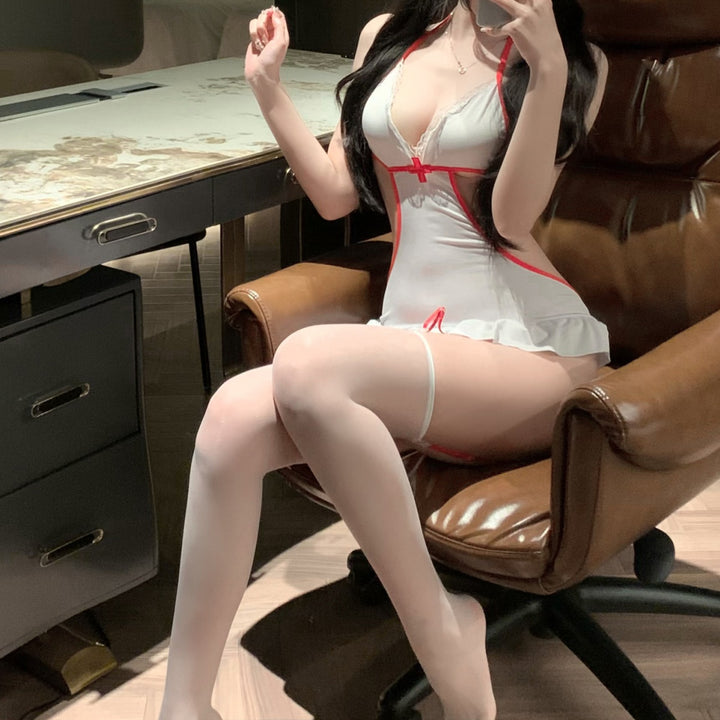 Sexy White & Red Nurse Lingerie Set