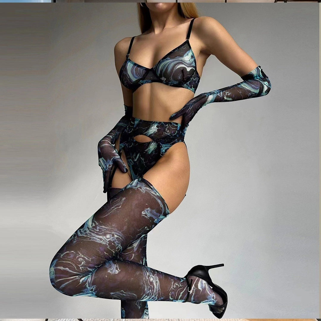 Colorful see-through garter lingerie