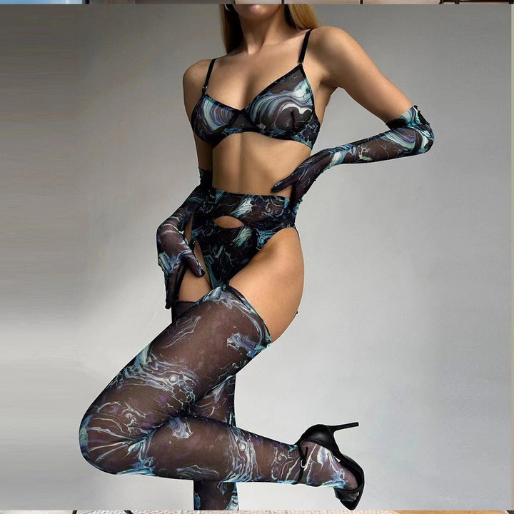 Colorful see-through garter lingerie