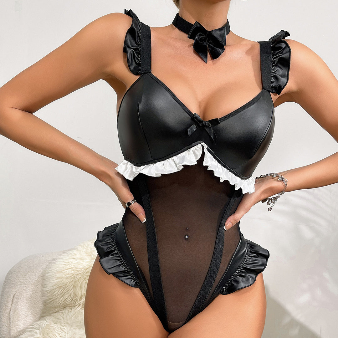 Sexy Maid Style Ruffle Bodysuit
