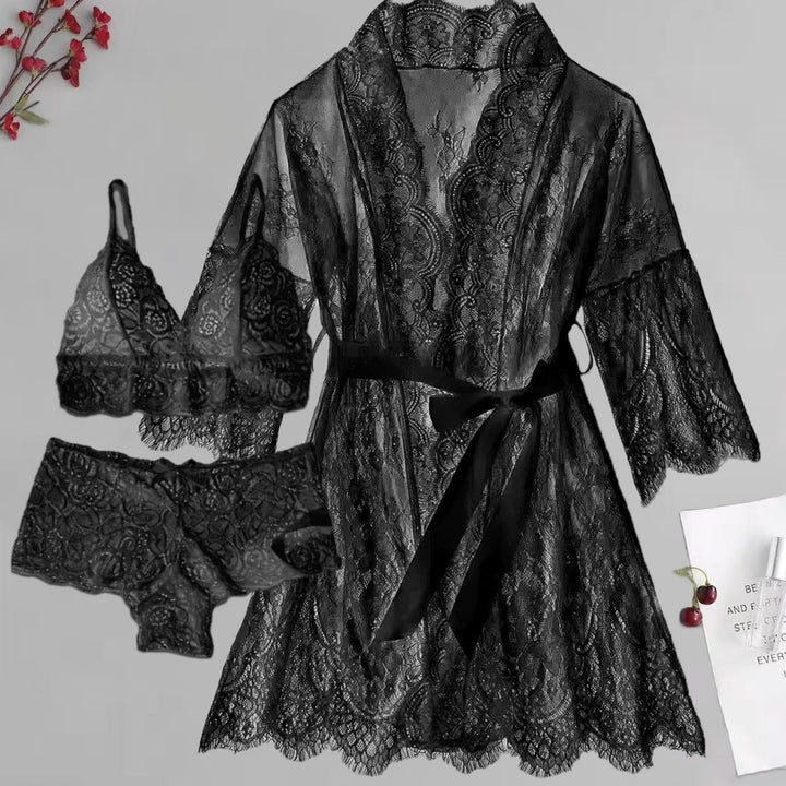 Sexy Floral Lace Robe Set