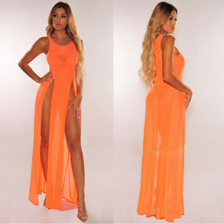 High-Slit Mesh Gown