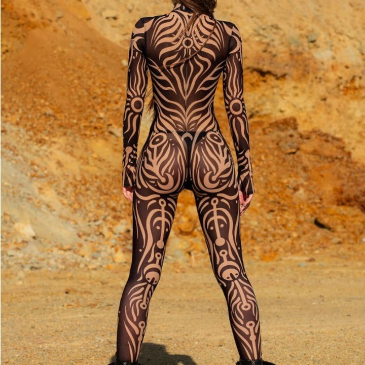Tribal Sheer Mesh Catsuit
