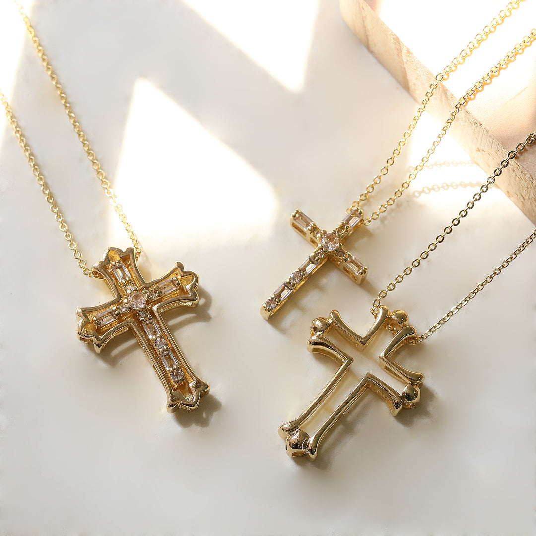 Combinable Cross Necklace Light Luxury Diamond-Inlaid Religious-Style Pendant