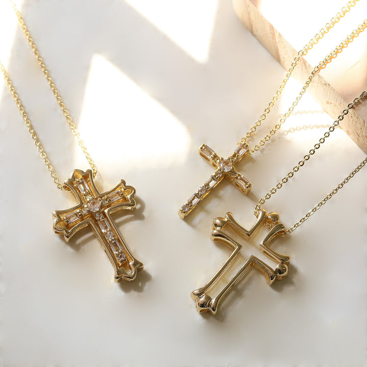 Combinable Cross Necklace Light Luxury Diamond-Inlaid Religious-Style Pendant