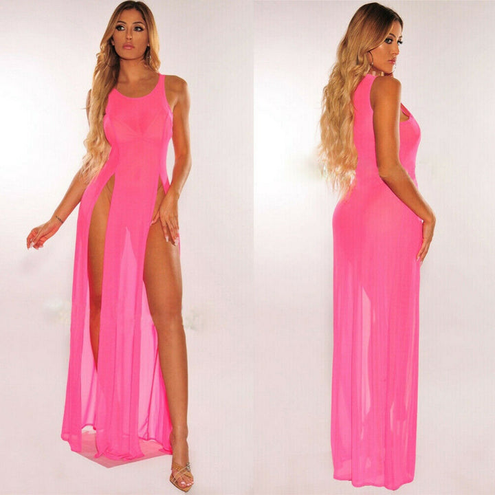 High-Slit Mesh Gown
