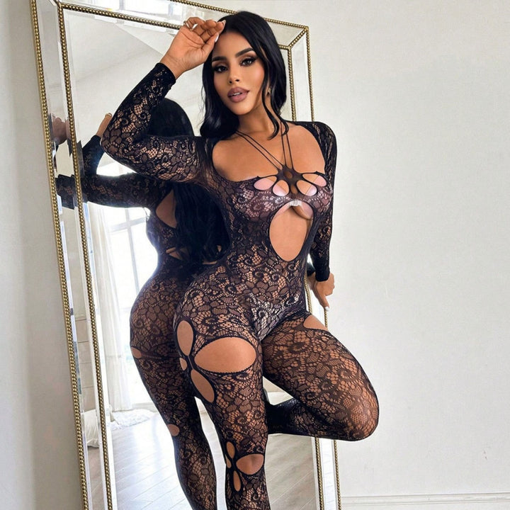 Long Sleeve Cutout Lace Bodystocking