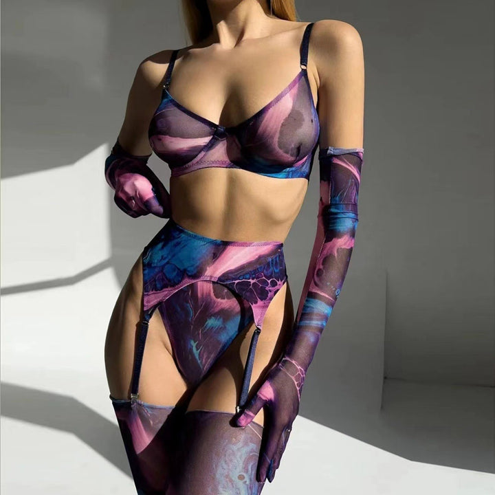 Colorful see-through garter lingerie