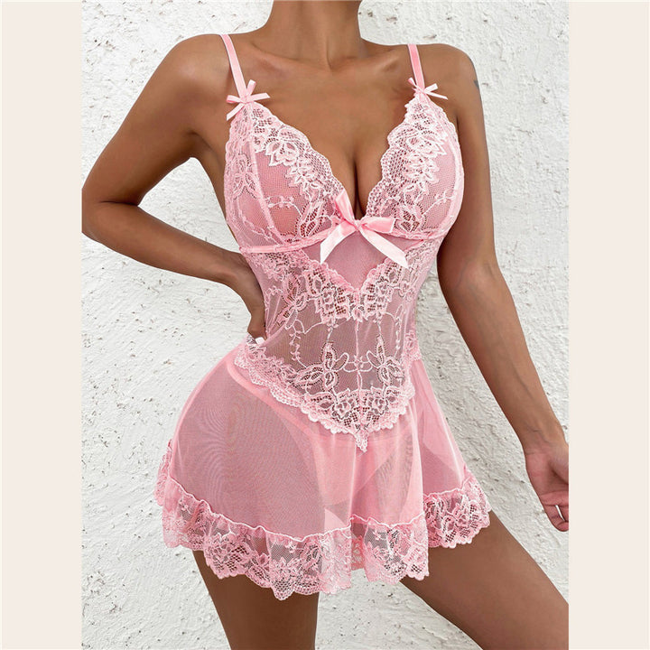 Lace Mesh Babydoll Lingerie Nightdress