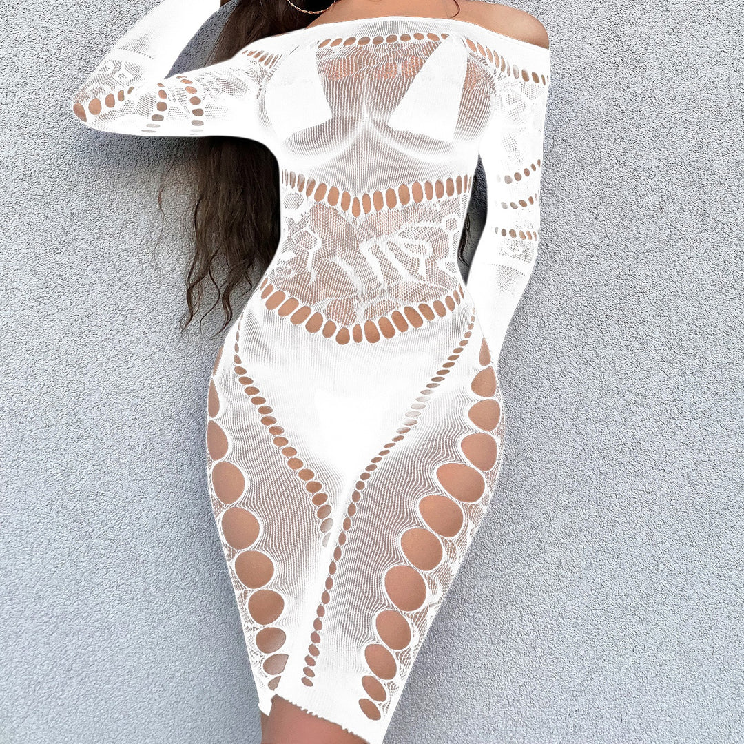 Off-Shoulder Cutout Mesh Bodysuit