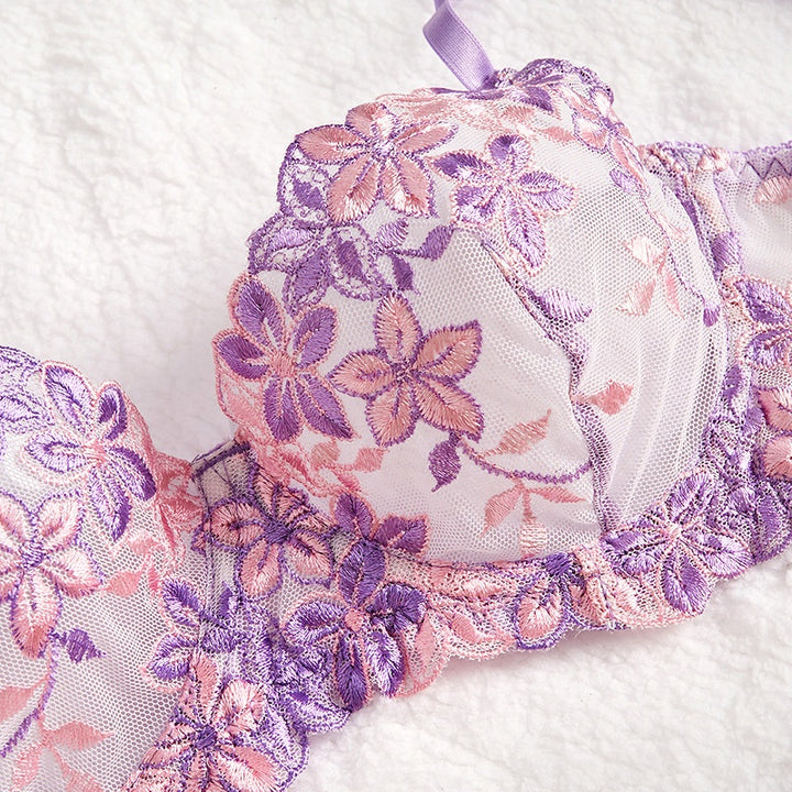 Floral Lace Satin Babydoll Lingerie Set