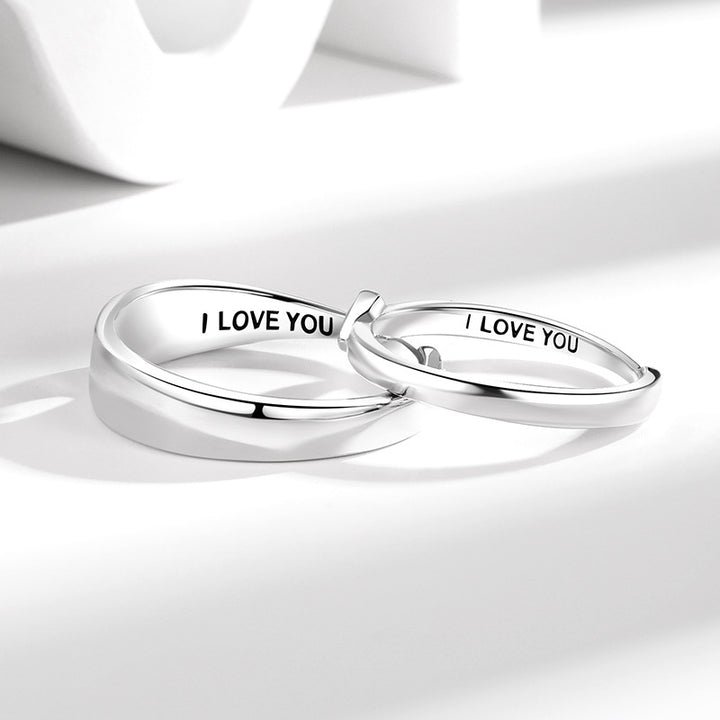 Combinable Heart-Shaped Silver Couple Rings