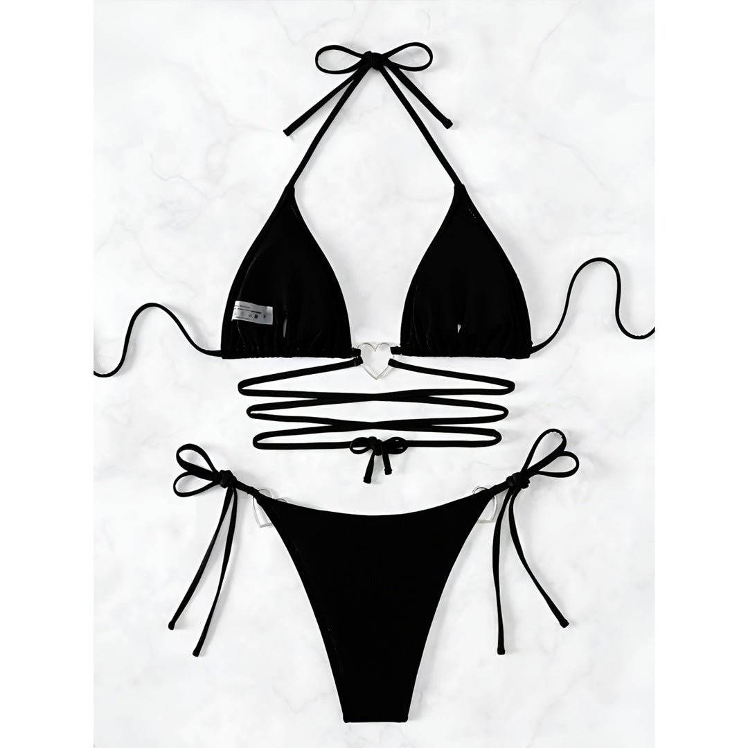 Heart Ring Strappy Bikini Lingerie Set