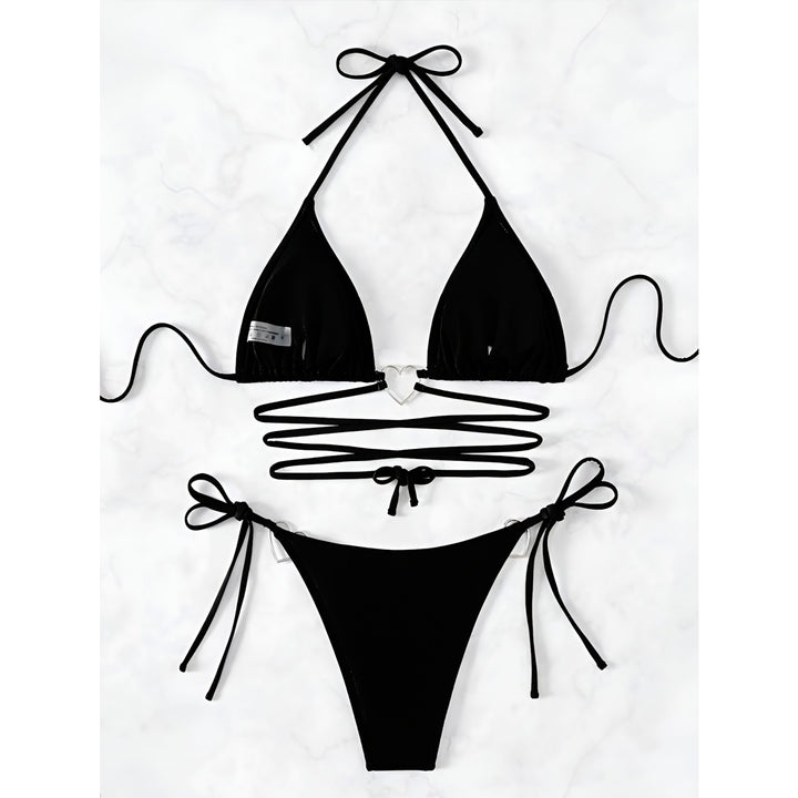 Heart Ring Strappy Bikini Lingerie Set