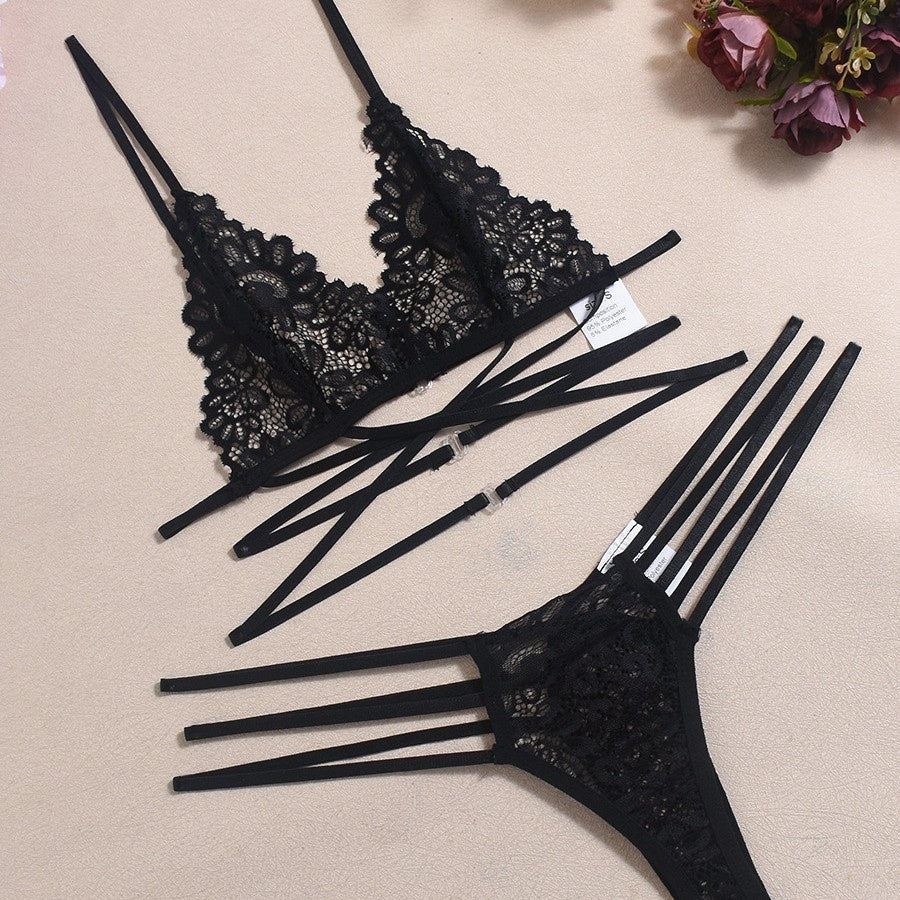 Lace Strappy Cutout Lingerie Set