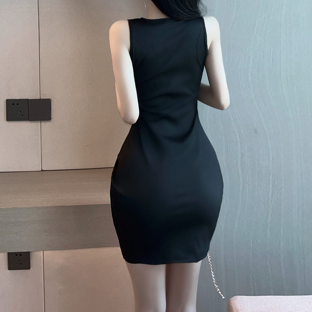 Black Chain Strappy Cutout Mini Dress