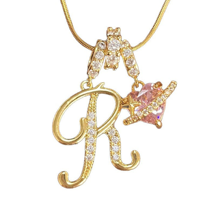Letter Heart Diamond - Inlaid Combination Necklace (26 - Letter Version)