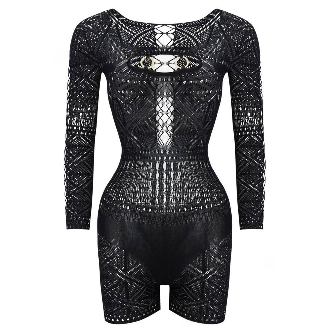 Lace Cutout Sheer Knit Romper