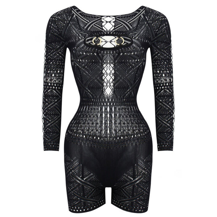 Lace Cutout Sheer Knit Romper