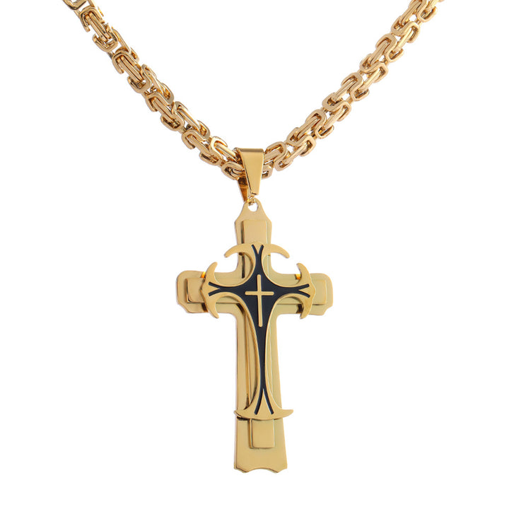 Double-Layer Cross Personalized Necklace (Silver-Gold Two-Tone/Full Gold/Full Silver Version)
