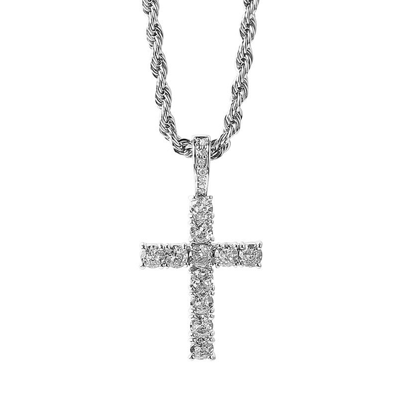 Luxurious Diamond-Inlaid Cross Necklace