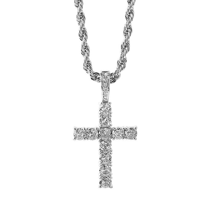 Luxurious Diamond-Inlaid Cross Necklace