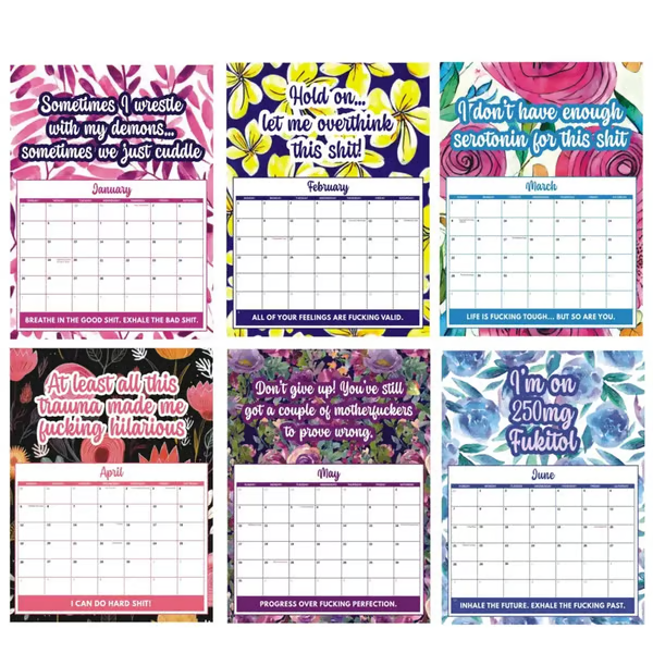 📆2026 Sweary Humorous Wall Calendar | Mental Health 2026 Calendar