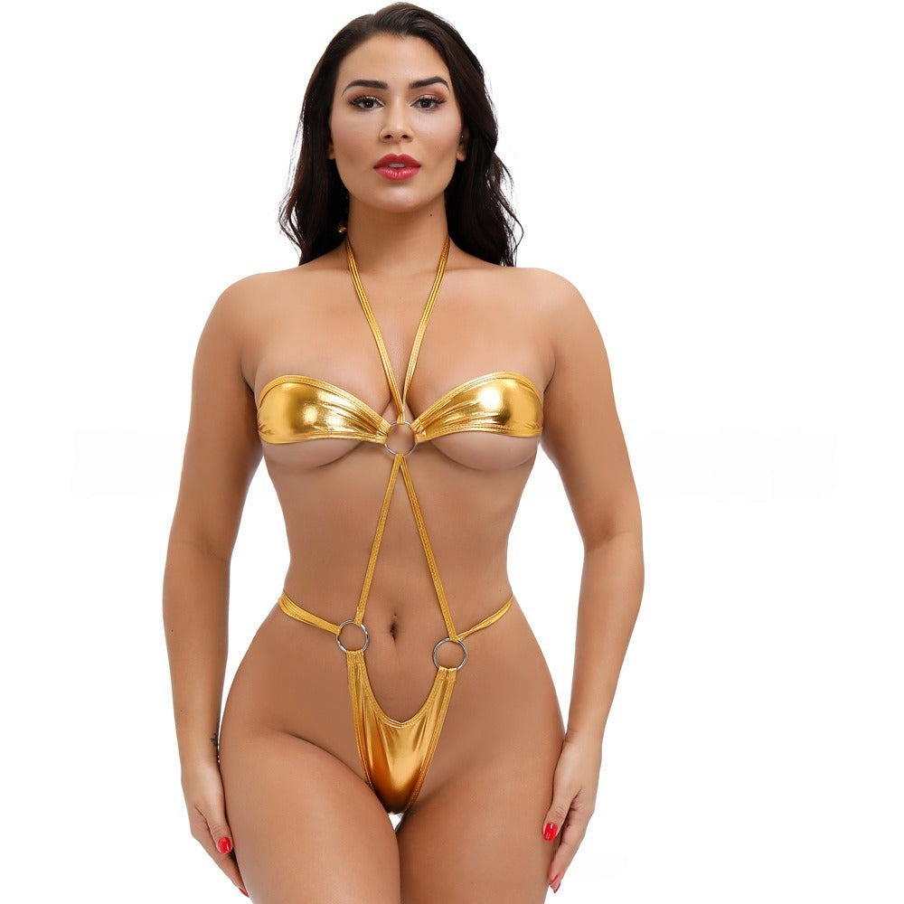 Metallic Ring Halter Monokini