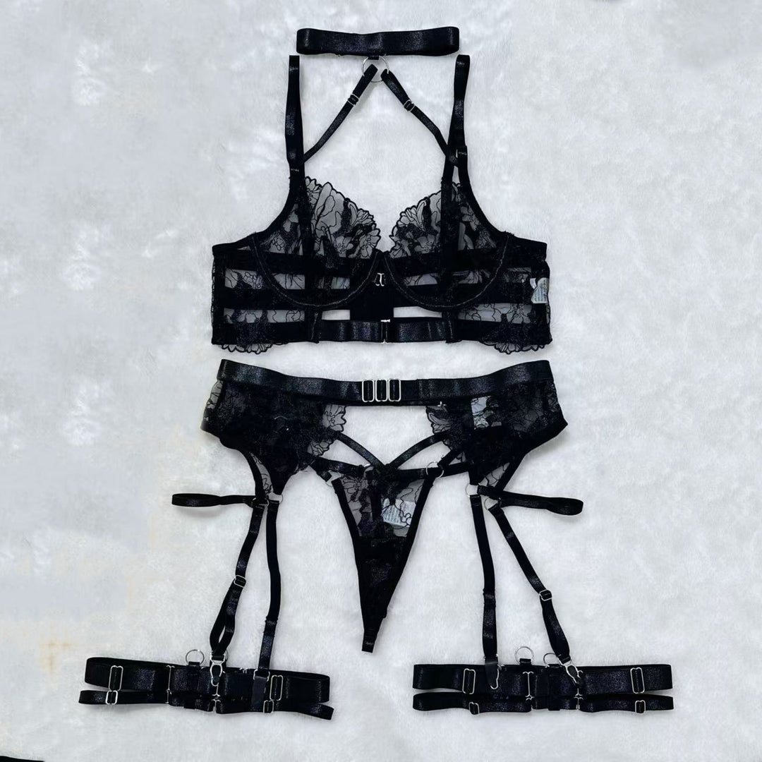 Strappy Lace Harness Lingerie Set