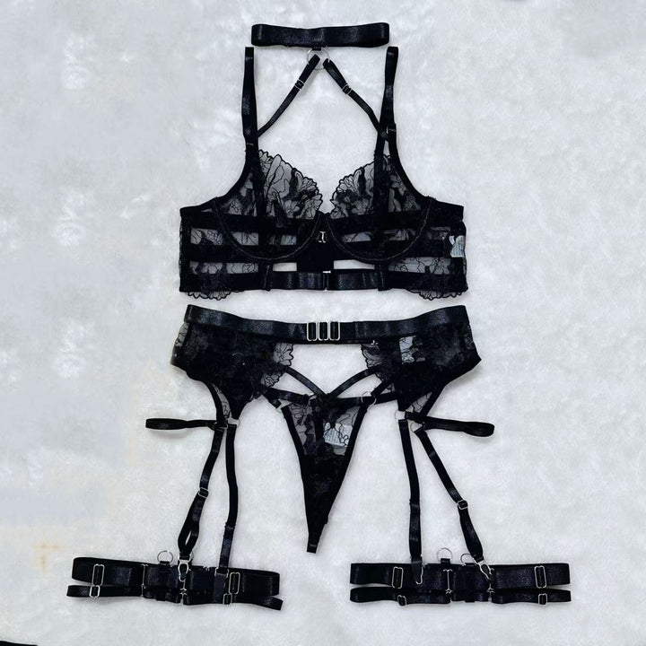 Strappy Lace Harness Lingerie Set