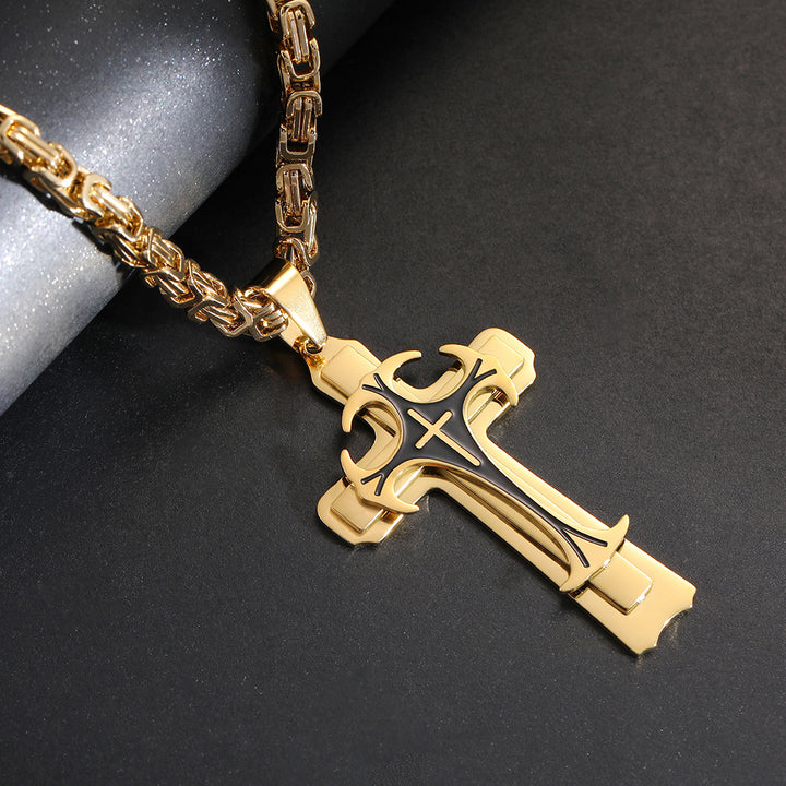 Double-Layer Cross Personalized Necklace (Silver-Gold Two-Tone/Full Gold/Full Silver Version)