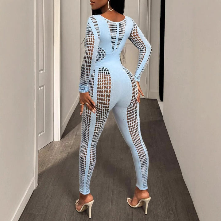 Ice-Blue Full-Body Porthole Catsuit