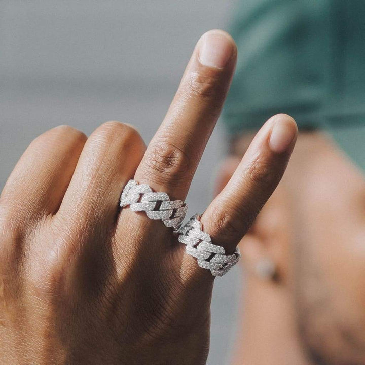 Cuban Chain Full Diamond Personality Ring (Gold/Silver Version)