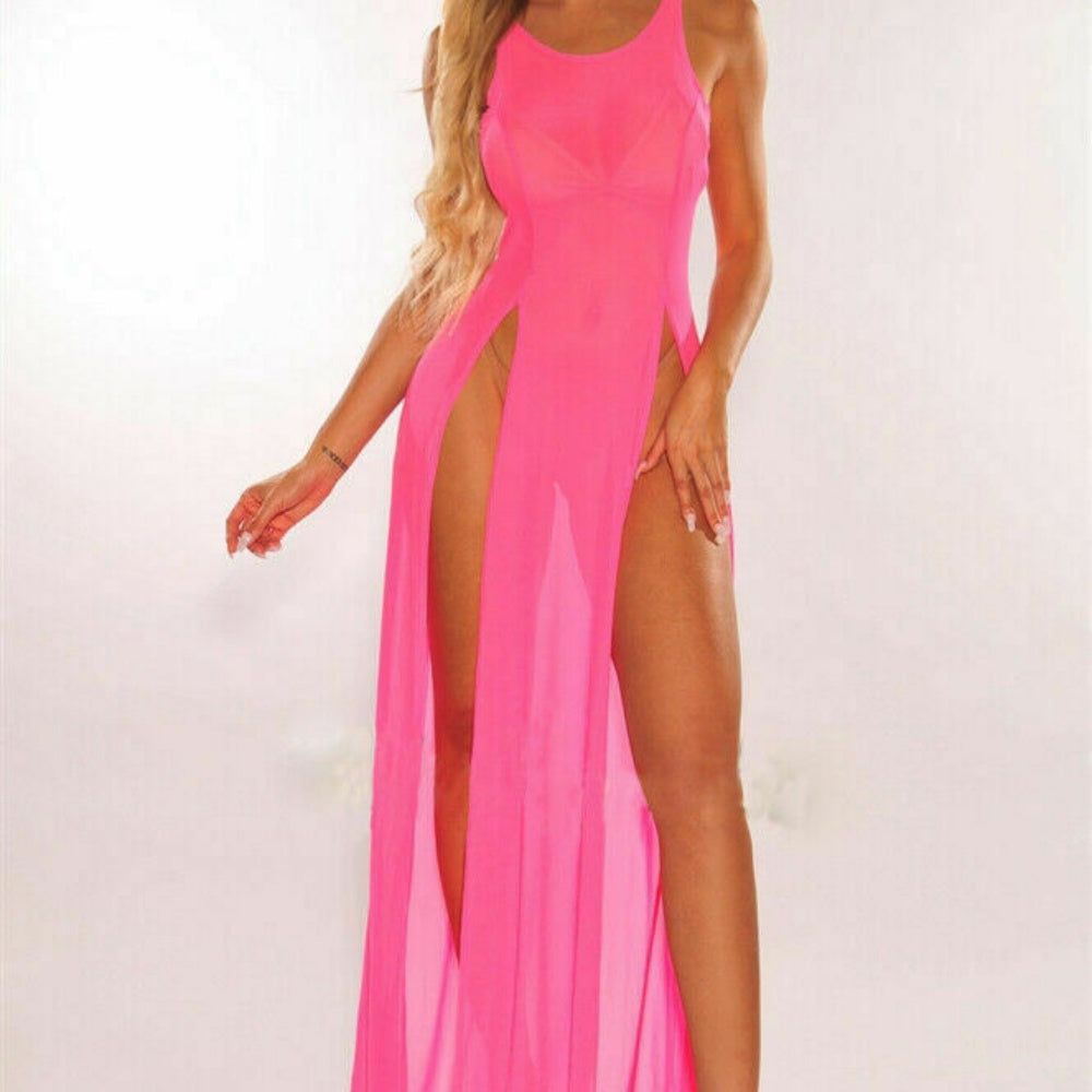 High-Slit Mesh Gown
