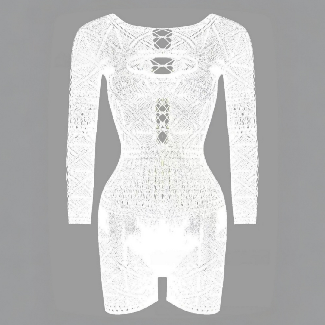 Lace Cutout Sheer Knit Romper
