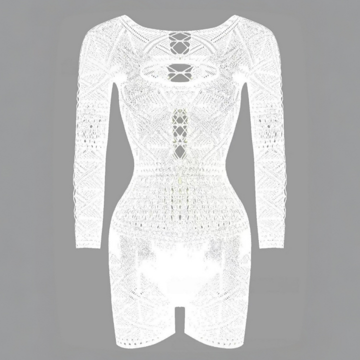 Lace Cutout Sheer Knit Romper