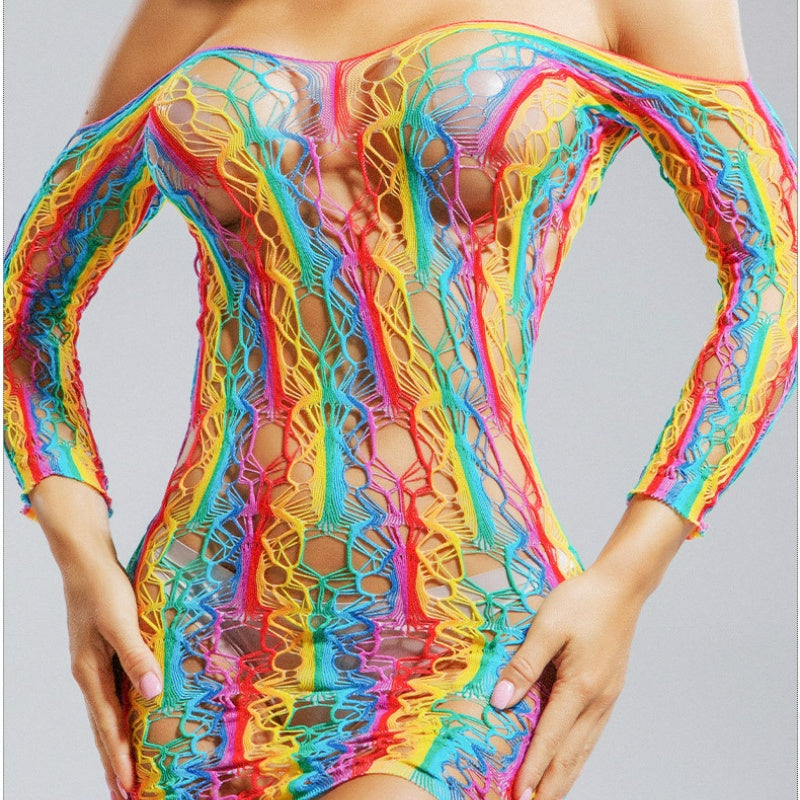 Rainbow Prism Cage Mini Dress