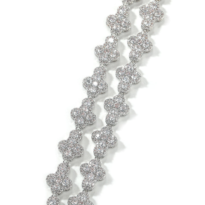Round-Edge Cross Full-Diamond Bracelet (Silver/Gold Version)