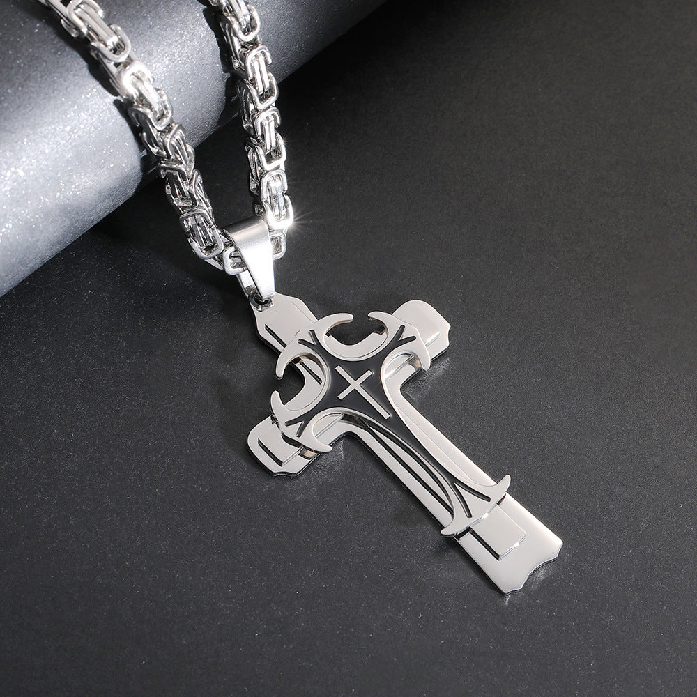 Double-Layer Cross Personalized Necklace (Silver-Gold Two-Tone/Full Gold/Full Silver Version)