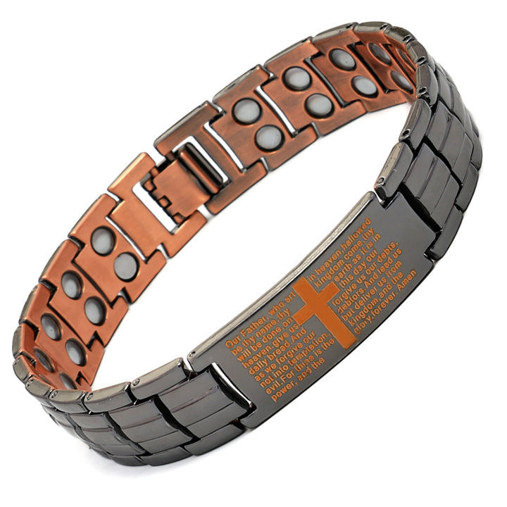 Cross Scripture Metal Bracelet (Black Copper/Full Copper Version)