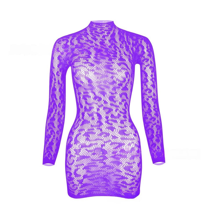 Leopard Lace Mesh Mini Dress
