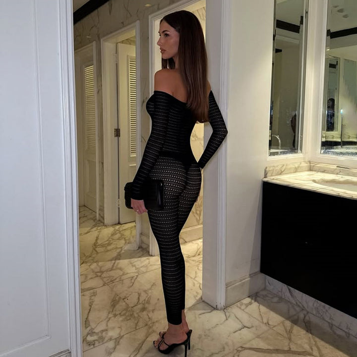 Seamless Striped Mesh Bodysuit