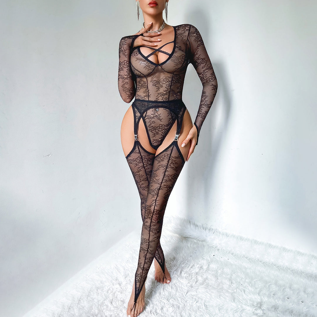 Crisscross Lace Bodystocking