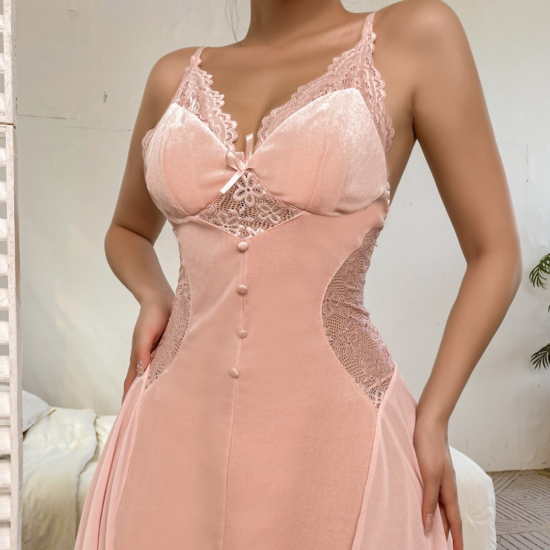 Velvet Lace Corset Slip Chemise