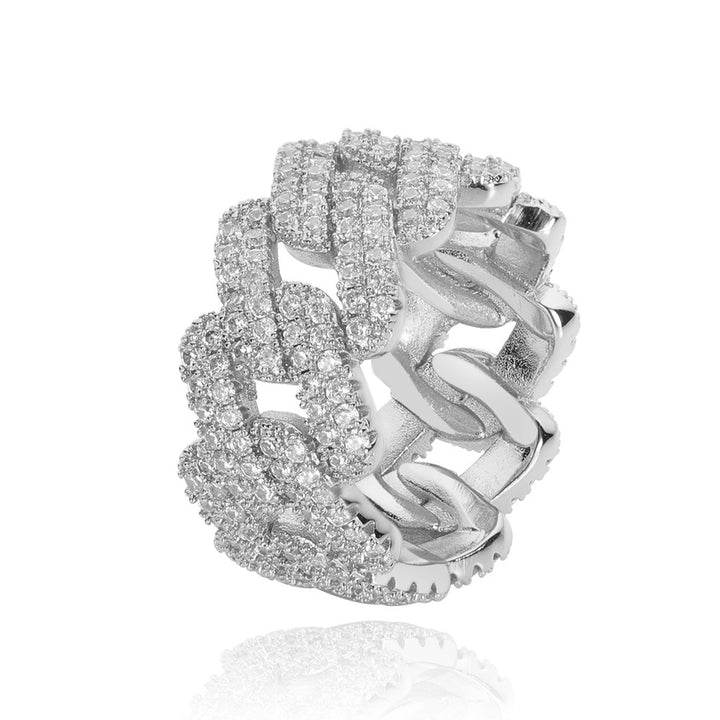 Cuban Chain Full Diamond Personality Ring (Gold/Silver Version)