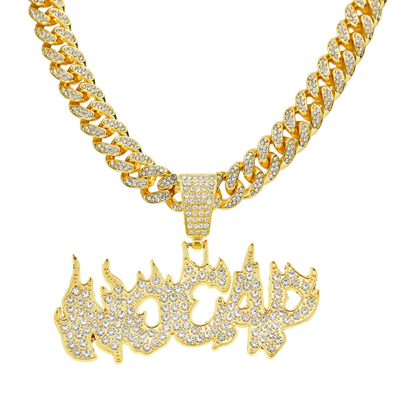 Full diamond hip-hop style multi style pendant necklace (can be paired with rich hanging accessories)
