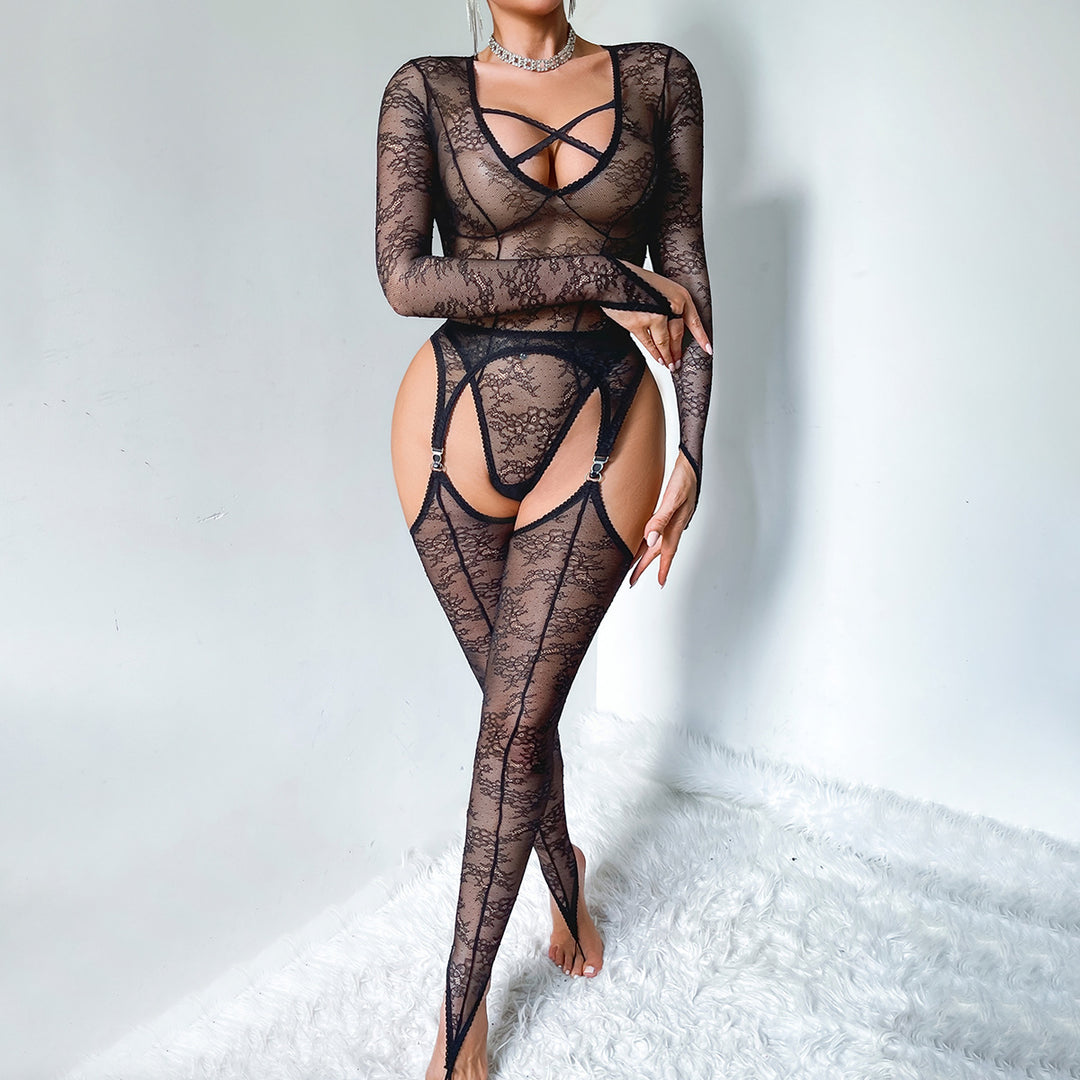 Crisscross Lace Bodystocking