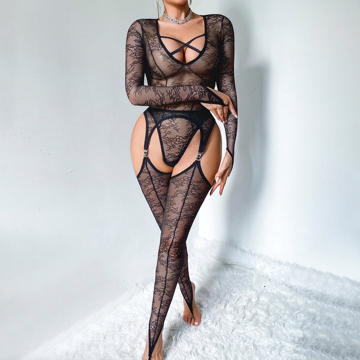 Crisscross Lace Bodystocking