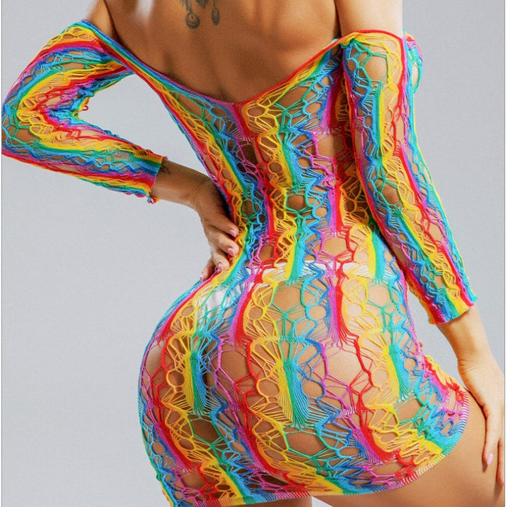 Rainbow Prism Cage Mini Dress